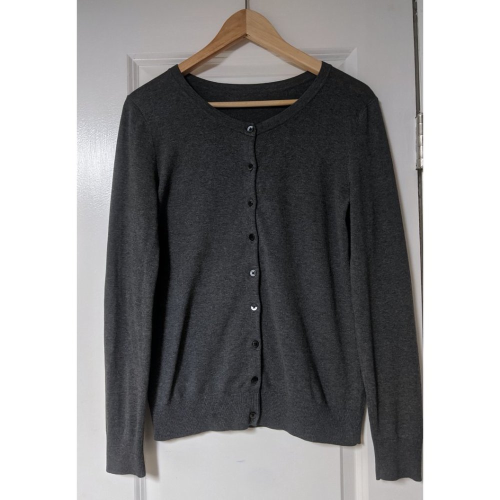 Gray Crew neck Cardigan